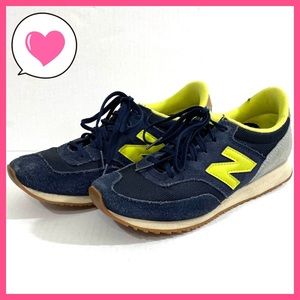 New Balance navy blue neon green suede sneaker 7.5